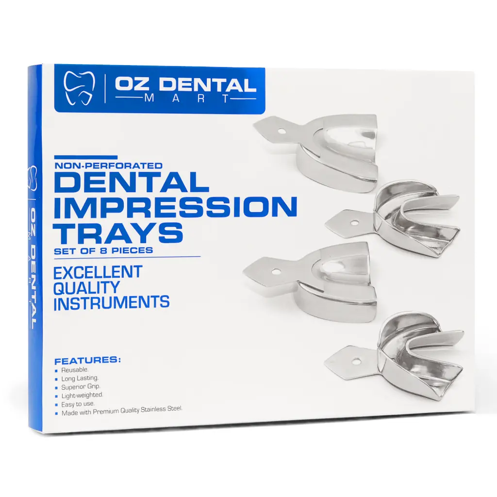 Dental Impression Trays Solid Upper & Lower - Set of 08