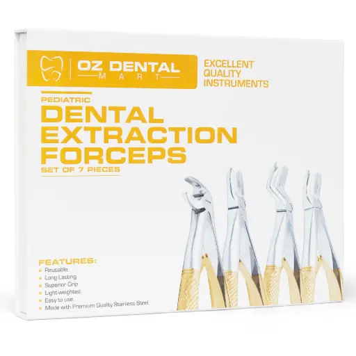 Extraction Forceps set - Gold Plated - Paediatric - (Set of 07)
